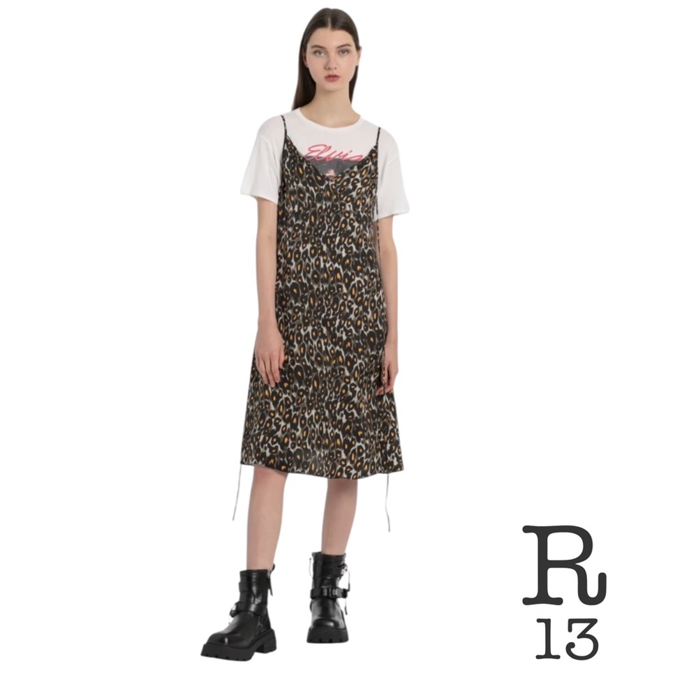 R13 $545 Leopard Midi Slip Dress - Small